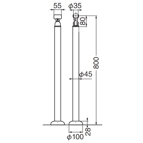 楽天ランキング1位】 シロクマ 支柱 グリップ ベースプレート式 鏡面磨 ABR-705B 移動・歩行支援用品