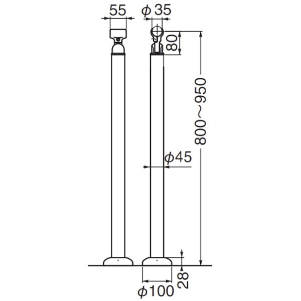 シロクマ 支柱ベースプレート式 ABR-712B 鏡面磨 ABR-712B-MR