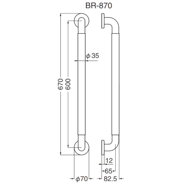 シロクマ 革巻き手すり コーラルピンク鏡面磨 BR-870-CP