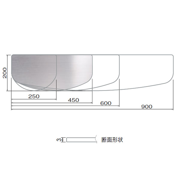 シロクマ シェルフボードシリーズ ステンレス棚板Ｄ形 900mm HL