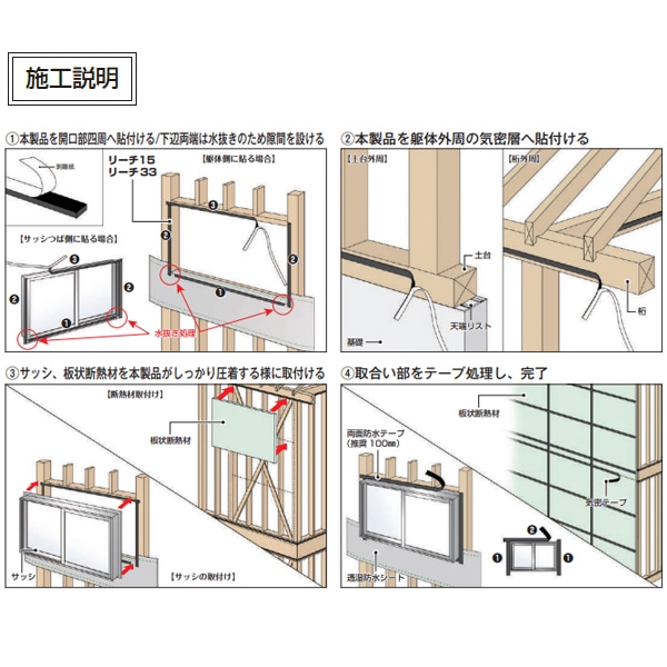 日本住環境 リーチ15窓用 窓周り防水補助 8巻入 P-LT15W