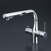 KVK ビルトイン浄水器用シングルシャワー付混合栓 センサー付 ｅレバー 電池 浄水カートリッジセット付